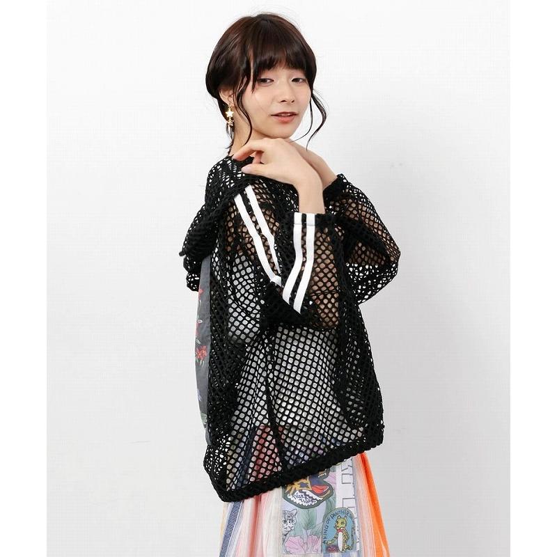パーカー SALE ScoLar スカラー 162687 熱帯花柄アップリケ付き ライン入りメッシュパーカー 羽織り カジュアル ストリート 原宿系 個性的 ポイント | ScoLar | 05