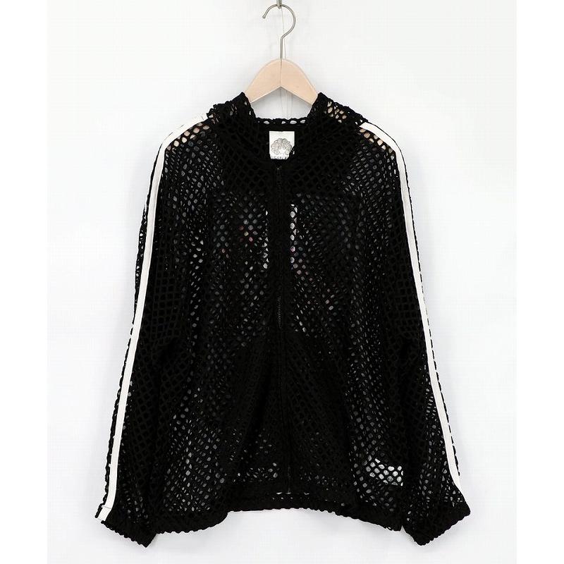 パーカー SALE ScoLar スカラー 162687 熱帯花柄アップリケ付き ライン入りメッシュパーカー 羽織り カジュアル ストリート 原宿系 個性的 ポイント | ScoLar | 07