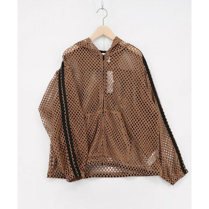 パーカー SALE ScoLar スカラー 162687 熱帯花柄アップリケ付き ライン入りメッシュパーカー 羽織り カジュアル ストリート 原宿系 個性的 ポイント | ScoLar | 03