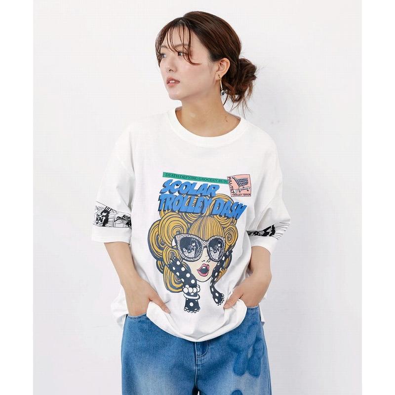 ScoLar（スカラー） Tシャツ 新作 162711 びっくりガール柄 四コマ風T