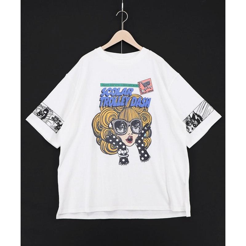 ScoLar（スカラー） Tシャツ 162711 びっくりガール柄 四コマ風Tシャツ