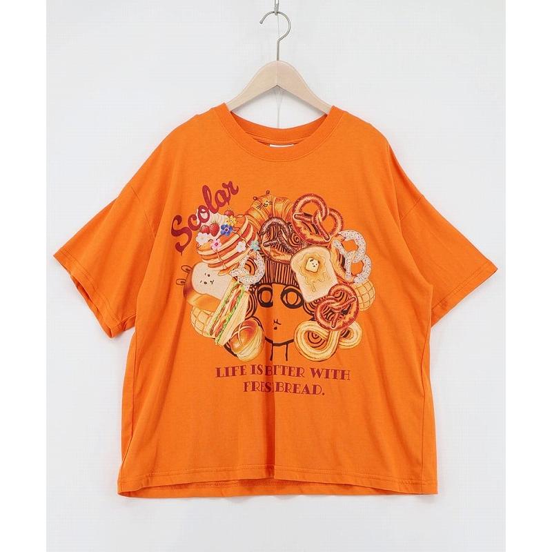 Tシャツ ScoLar スカラー 162735 スカラーちゃんベーカリー柄Tシャツ トップス カジュアル レトロ パン 原宿系 個性的 ポイント | ScoLar | 03