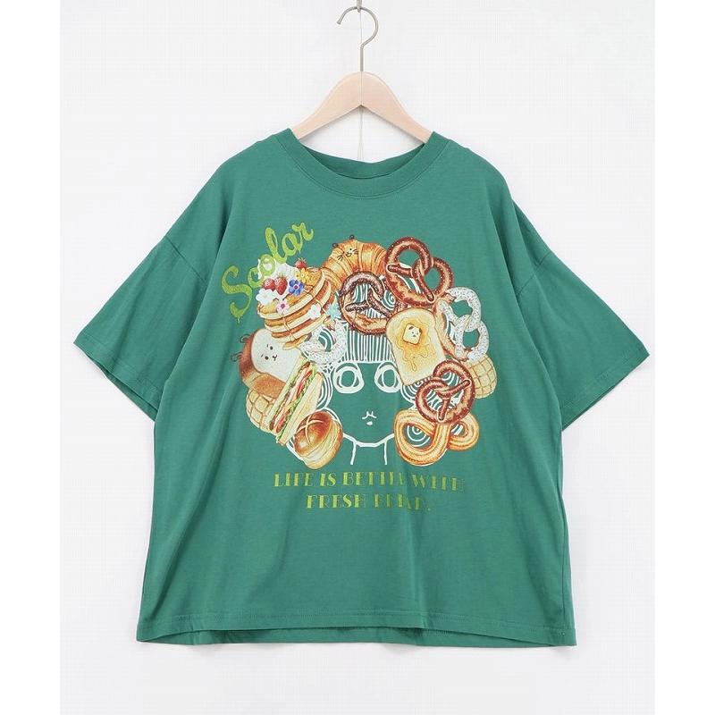 Tシャツ ScoLar スカラー 162735 スカラーちゃんベーカリー柄Tシャツ トップス カジュアル レトロ パン 原宿系 個性的 ポイント | ScoLar | 04