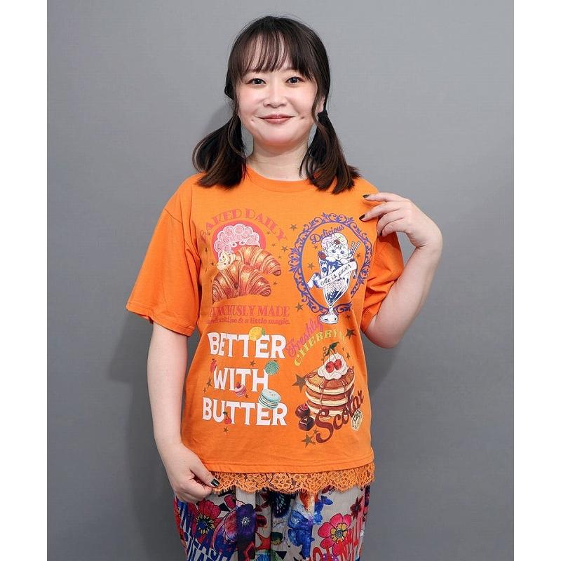 Tシャツ ScoLar スカラー 162736 いろんなフード柄 裾レースTシャツ トップス カジュアル レトロ ガーリー 原宿系 個性的 ポイント | ScoLar | 07