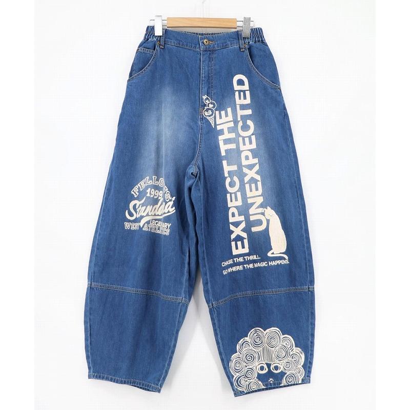 パンツ ScoLar スカラー 162743 ロゴ半ラバープリント デニムorヒッコリーパンツ ボトムス カジュアル レトロ 原宿系 個性的 ポイント | ScoLar | 09