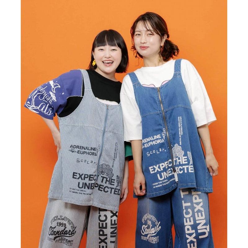 ベスト ScoLar スカラー 162744 ロゴ半ラバープリント デニムorヒッコリー2wayベスト カジュアル レトロ レイヤード 原宿系 個性的 ポイント | ScoLar | 04
