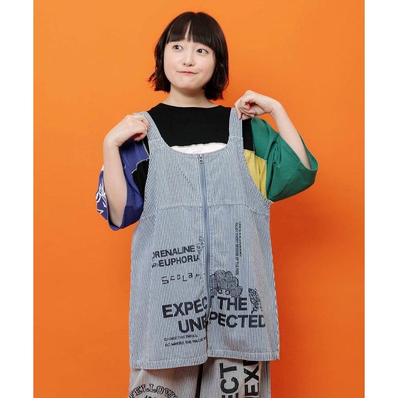 ベスト ScoLar スカラー 162744 ロゴ半ラバープリント デニムorヒッコリー2wayベスト カジュアル レトロ レイヤード 原宿系 個性的 ポイント | ScoLar | 02
