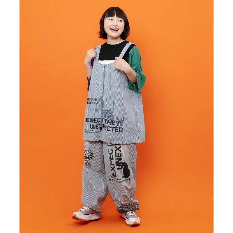 ベスト ScoLar スカラー 162744 ロゴ半ラバープリント デニムorヒッコリー2wayベスト カジュアル レトロ レイヤード 原宿系 個性的 ポイント | ScoLar | 05