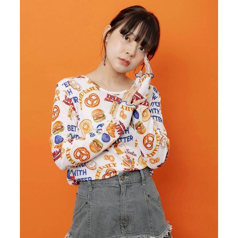 SALE レディース ファッション かわいい Tシャツ インナー トップス ScoLar  スカラー 162745 3柄展開 接触冷感ロングスリーブTシャツ レトロ 原宿系 個性的 | ScoLar | 01
