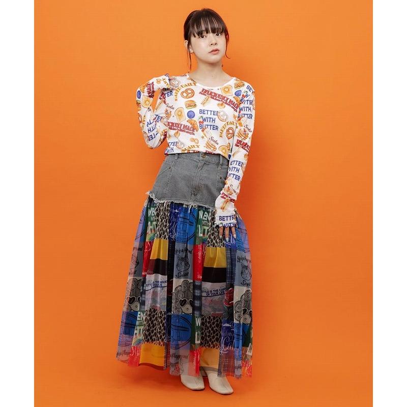 SALE レディース ファッション かわいい Tシャツ インナー トップス ScoLar  スカラー 162745 3柄展開 接触冷感ロングスリーブTシャツ レトロ 原宿系 個性的 | ScoLar | 04