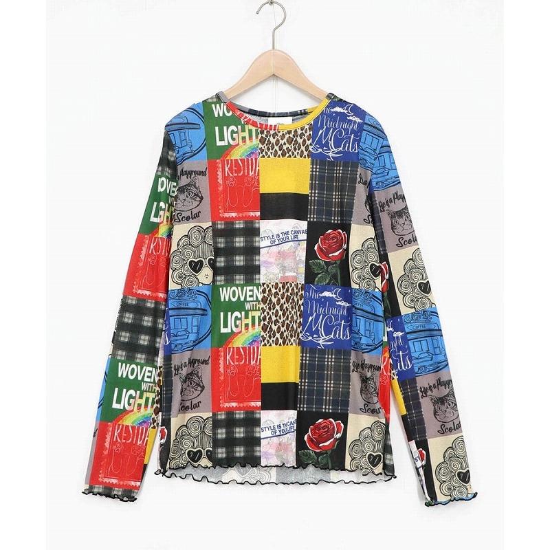 SALE レディース ファッション かわいい Tシャツ インナー トップス ScoLar  スカラー 162745 3柄展開 接触冷感ロングスリーブTシャツ レトロ 原宿系 個性的 | ScoLar | 02