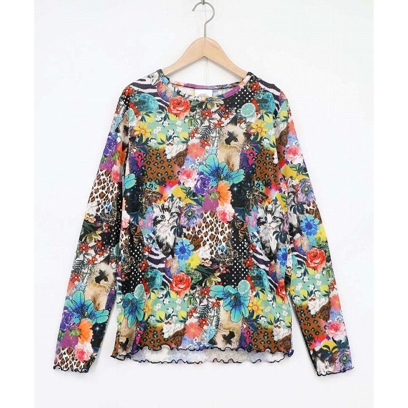 SALE レディース ファッション かわいい Tシャツ インナー トップス ScoLar  スカラー 162745 3柄展開 接触冷感ロングスリーブTシャツ レトロ 原宿系 個性的 | ScoLar | 08