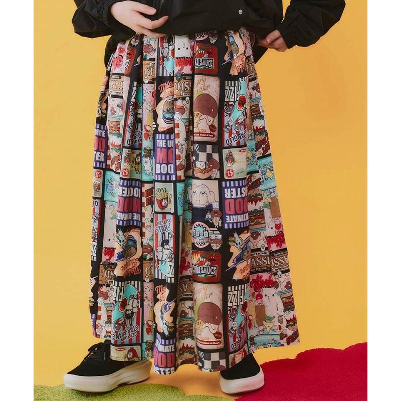 レディース ファッション かわいい スカート ScoLar スカラー 163602 なめこ×ScoLar クラシックダイナー 総柄スカート コラボ 原宿系 個性的 ポイント | ScoLar