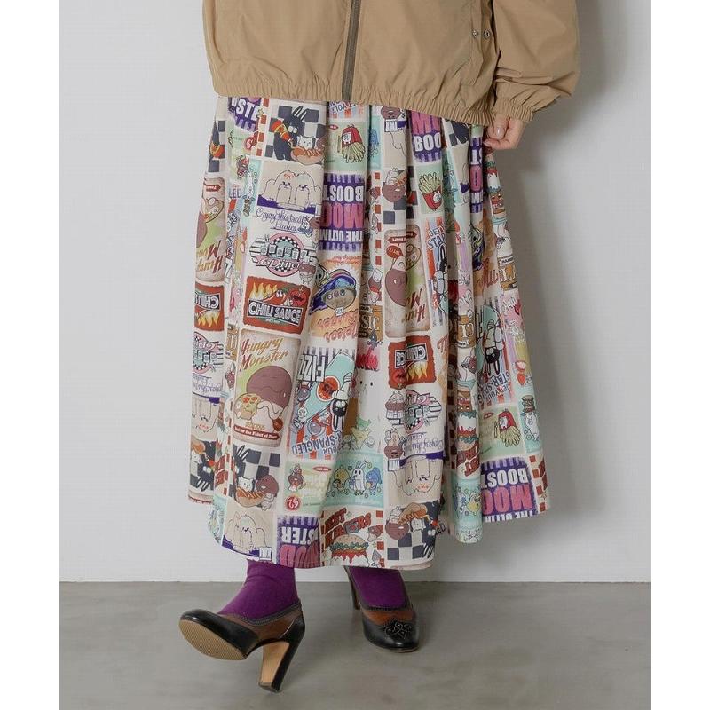 レディース ファッション かわいい スカート ScoLar スカラー 163602 なめこ×ScoLar クラシックダイナー 総柄スカート コラボ 原宿系 個性的 ポイント | ScoLar | 01