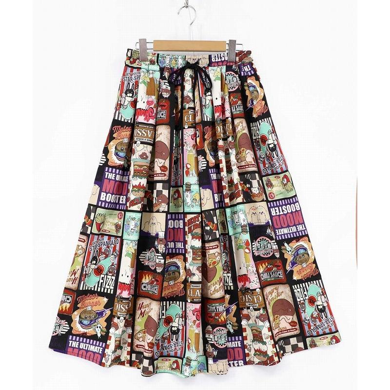 レディース ファッション かわいい スカート ScoLar スカラー 163602 なめこ×ScoLar クラシックダイナー 総柄スカート コラボ 原宿系 個性的 ポイント | ScoLar | 08