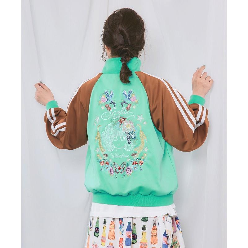 ジャケット 新作 限定 ScoLar スカラー 163604 スカラー×ヒョウ柄 刺繍ジャケット コラボアイテム アウター カジュアル ポップ レトロ 原宿系 個性的 ポイント | ScoLar | 01