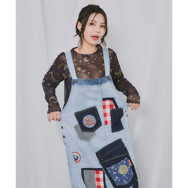 SALE レディース ファッション かわいい スカート ジャンスカ ScoLar スカラー 163605 ポケットがいっぱい リメイク調ジャンパースカート レトロ 原宿系 個性的 | ScoLar | 02