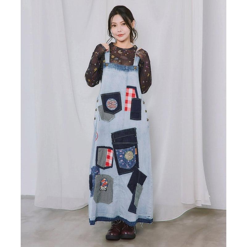SALE レディース ファッション かわいい スカート ジャンスカ ScoLar スカラー 163605 ポケットがいっぱい リメイク調ジャンパースカート レトロ 原宿系 個性的 | ScoLar | 03