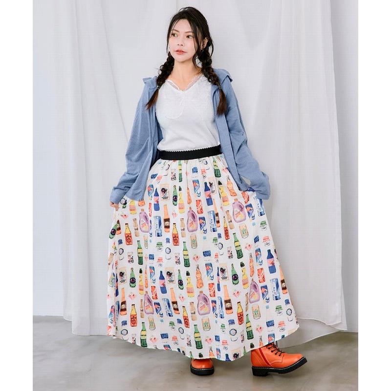 スカート ScoLar スカラー 163612 ボトルパラダイス 総柄ワッシャースカート ボトムス カジュアル レトロ 原宿系 個性的 ポイント | ScoLar | 03