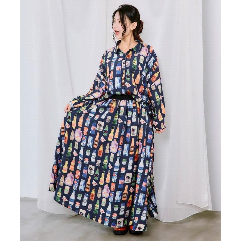 スカート ScoLar スカラー 163612 ボトルパラダイス 総柄ワッシャースカート ボトムス カジュアル レトロ 原宿系 個性的 ポイント | ScoLar | 05