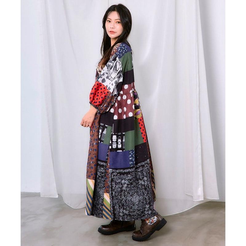 ワンピース ScoLar スカラー 163613 POPコラージュ総柄シャツワンピース カジュアル レトロ 原宿系 個性的 ポイント | ScoLar | 05