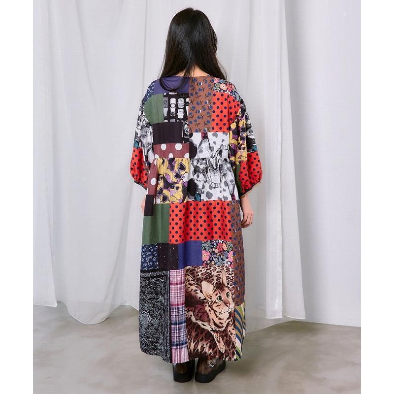 ワンピース ScoLar スカラー 163613 POPコラージュ総柄シャツワンピース カジュアル レトロ 原宿系 個性的 ポイント | ScoLar | 06