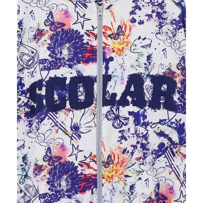 パーカー ScoLar スカラー 163628 SCOLARロゴ入りポップ総柄パーカー 羽織り カジュアル ポップ レトロ 原宿系 個性的 ポイント | ScoLar | 08
