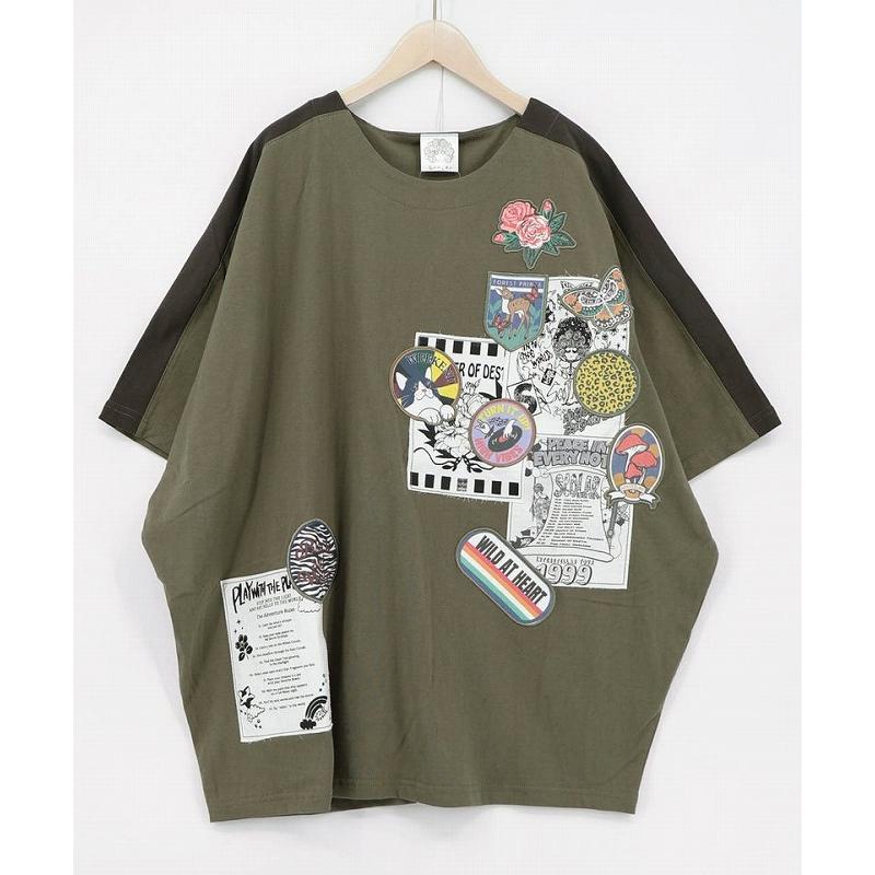 チュニック ScoLar スカラー 163629 アップリケ×ワッペン コラージュ風チュニック カジュアル ポップ レトロ 原宿系 個性的 ポイント | ScoLar | 04