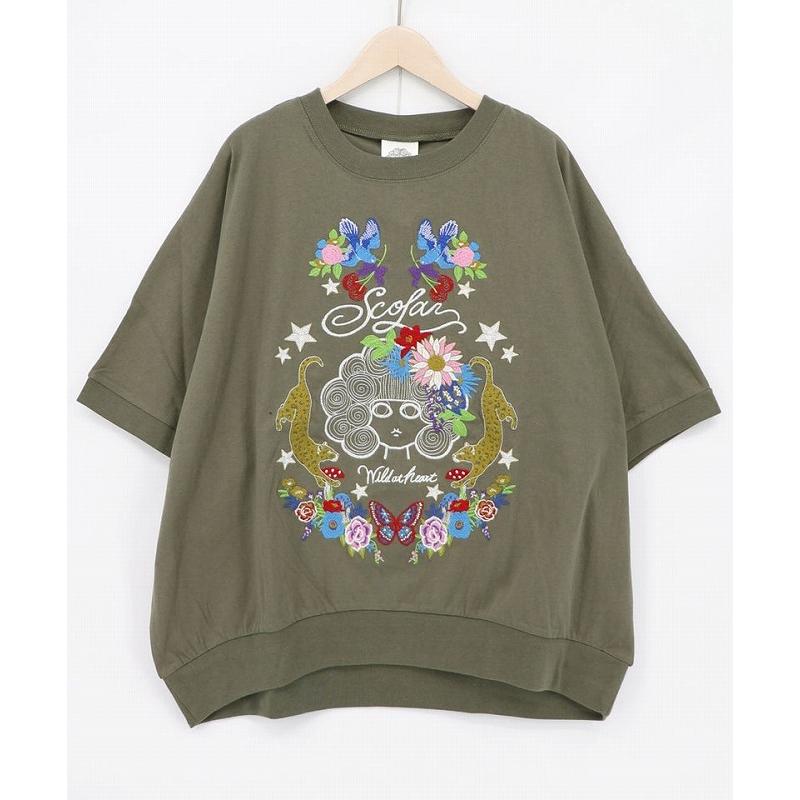 トップス ScoLar スカラー 163630 スカラー×ヒョウ 刺繍プルオーバー カジュアル ポップ レトロ 原宿系 個性的 ポイント | ScoLar | 04