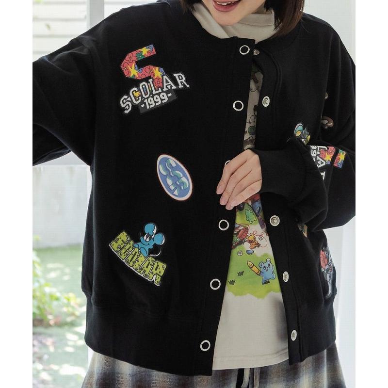 カーディガン 新作 ScoLar スカラー 163650 ワッペン風刺繍 2wayカーディガン 羽織り カジュアル ポップ レトロ 原宿系 個性的 ポイント | ScoLar | 08