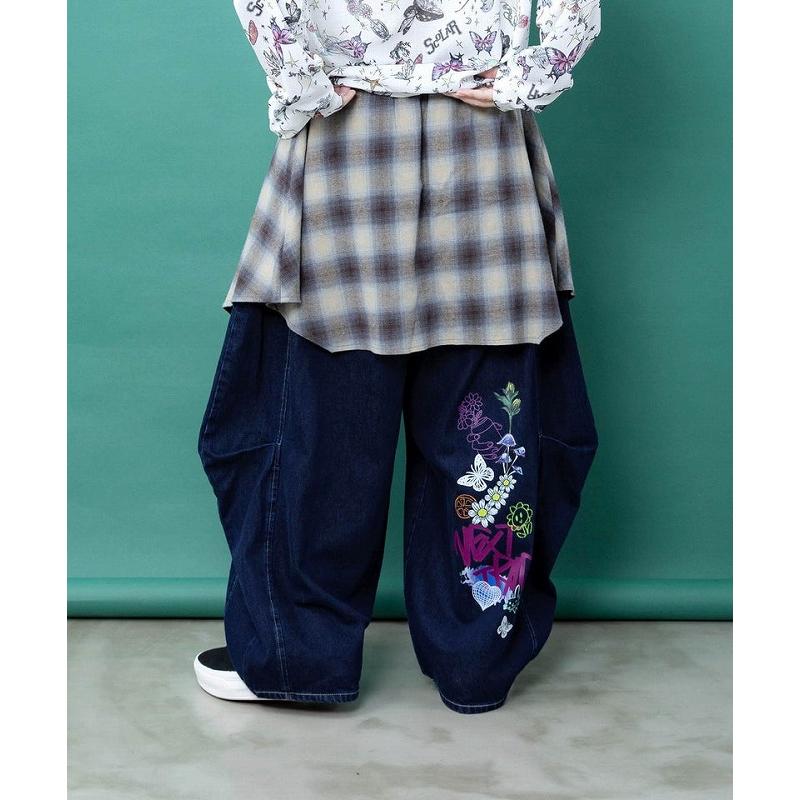 レディース ファッション かわいい パンツ ボトムス ScoLar スカラー 163676 チェック巻きスカート付き 3wayデニムパンツ レトロ 原宿系 個性的 ポイント | ScoLar | 04