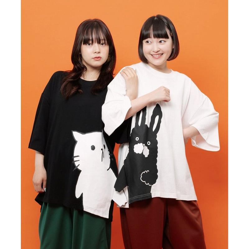 SALE レディース ファッション かわいい Tシャツ トップス ユニセックス ScoLar Parity スカラー パリティ 362131 おててつなぎ ネコorラビルTシャツ カジュアル | ScoLar Parity