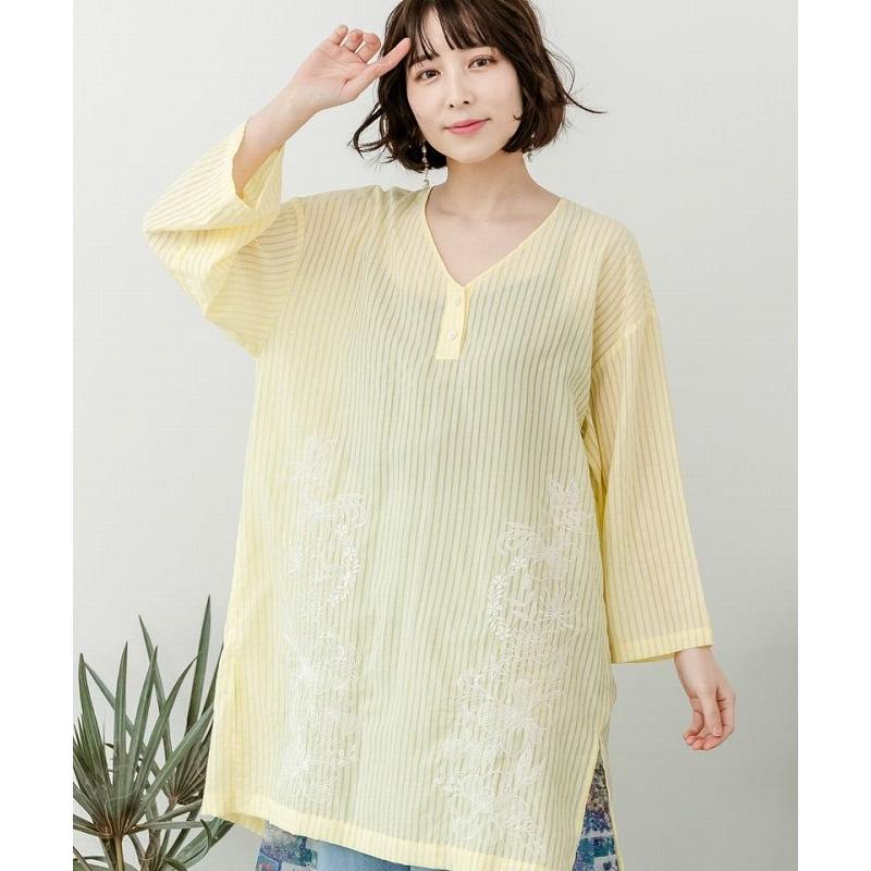 ☆SALE☆【is ScoLar イズ スカラー】花刺繍シアーストライプ