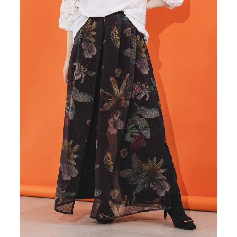 中古　is  SCOLaR スリット入り　スカート風パンツ iS ScoLar パンツ SALE is イズ スカラー 542208 花柄ドット