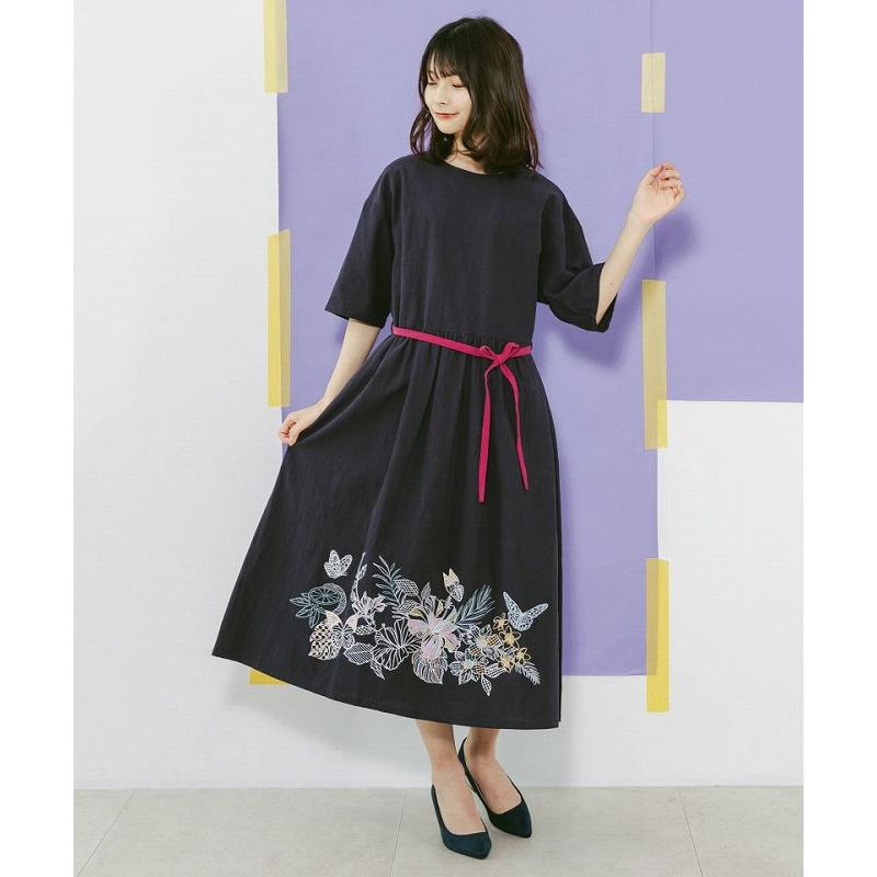 iS ScoLar ワンピース SALE is イズ スカラー 542243 花蝶刺繍 iS ScoLar ワンピース SALE is イズ スカラー 542243 花蝶刺繍