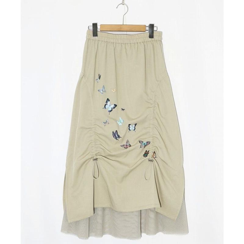 iS ScoLar スカート is イズ スカラー 551238 蝶柄プリント メッシュ  