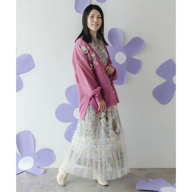 カーディガン SALE is ScoLar イズ スカラー 552276 バラ柄コード刺繍 シアーニットカーディガン 羽織り フェミニン ガーリー 原宿系 個性的 ポイント | iS ScoLar | 04