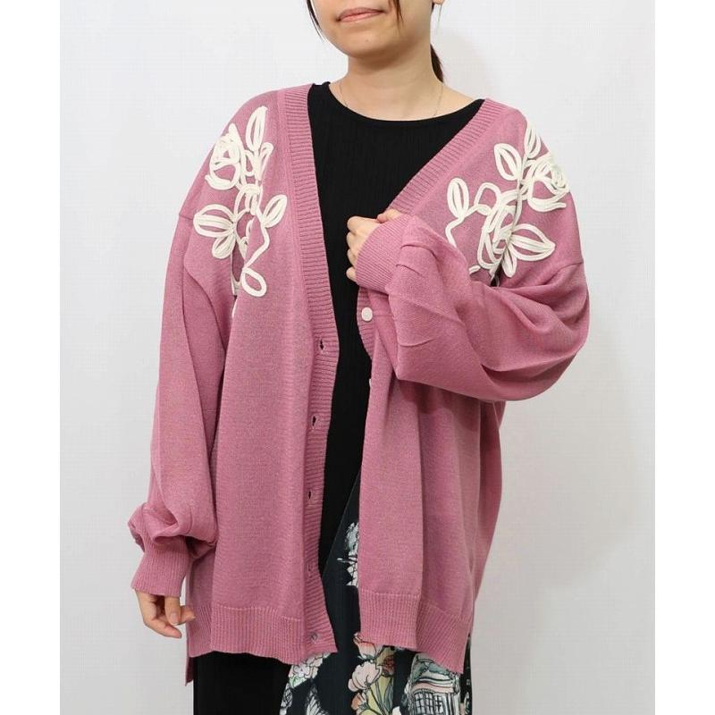 カーディガン SALE is ScoLar イズ スカラー 552276 バラ柄コード刺繍 シアーニットカーディガン 羽織り フェミニン ガーリー 原宿系 個性的 ポイント | iS ScoLar | 06