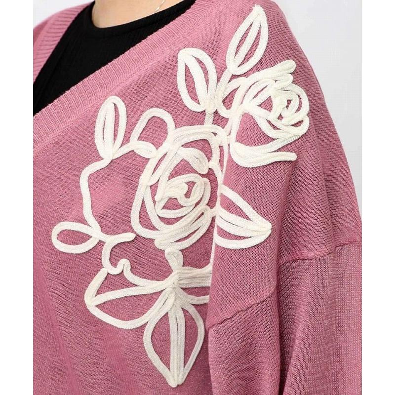 カーディガン SALE is ScoLar イズ スカラー 552276 バラ柄コード刺繍 シアーニットカーディガン 羽織り フェミニン ガーリー 原宿系 個性的 ポイント | iS ScoLar | 07
