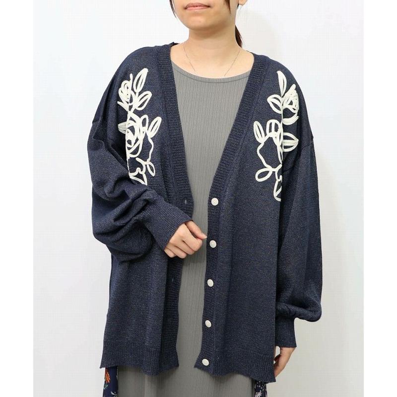 カーディガン SALE is ScoLar イズ スカラー 552276 バラ柄コード刺繍 シアーニットカーディガン 羽織り フェミニン ガーリー 原宿系 個性的 ポイント | iS ScoLar | 02