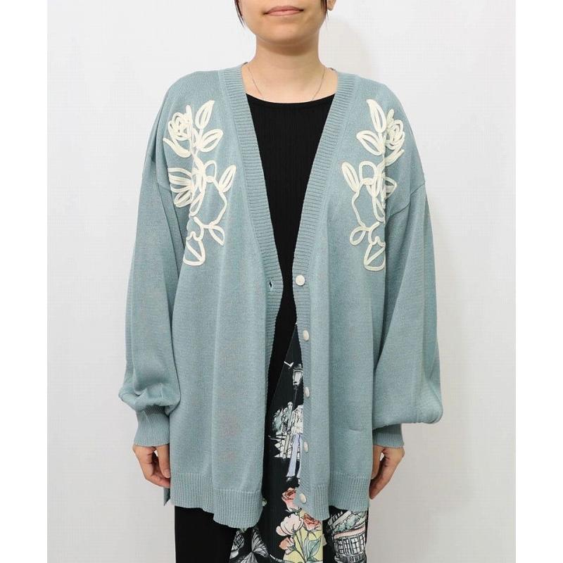 カーディガン SALE is ScoLar イズ スカラー 552276 バラ柄コード刺繍 シアーニットカーディガン 羽織り フェミニン ガーリー 原宿系 個性的 ポイント | iS ScoLar | 03