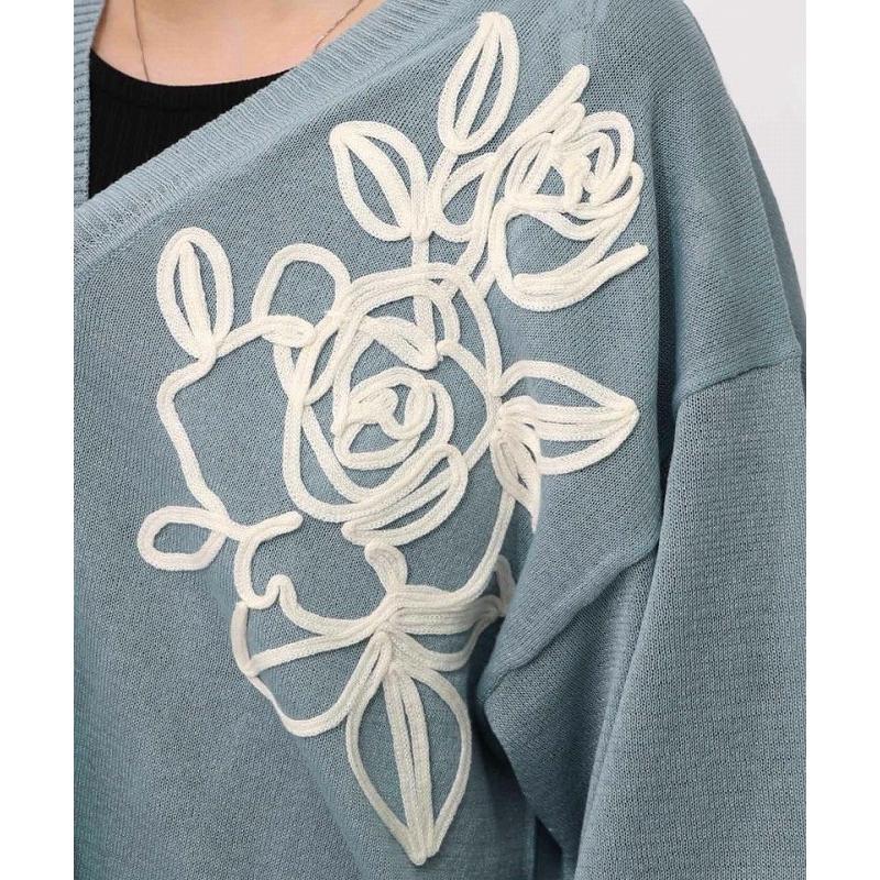 カーディガン SALE is ScoLar イズ スカラー 552276 バラ柄コード刺繍 シアーニットカーディガン 羽織り フェミニン ガーリー 原宿系 個性的 ポイント | iS ScoLar | 09