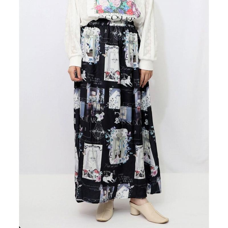 スカート SALE is ScoLar イズ スカラー 553203 現在と過去 イメージプリントスカート ボトムス シック フェミニン ガーリー 原宿系 個性的 ポイント | iS ScoLar | 06