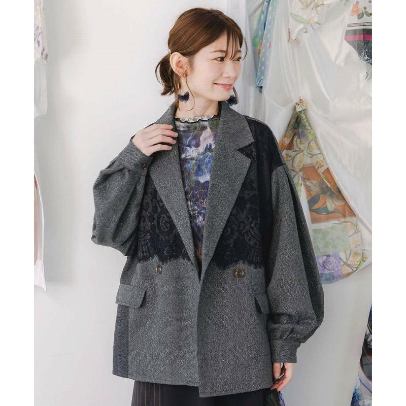 iS ScoLar 553229：レースと蝶々の異素材切替ジャケット iS ScoLar ジャケット 新作 is イズ スカラー 553229 レースと