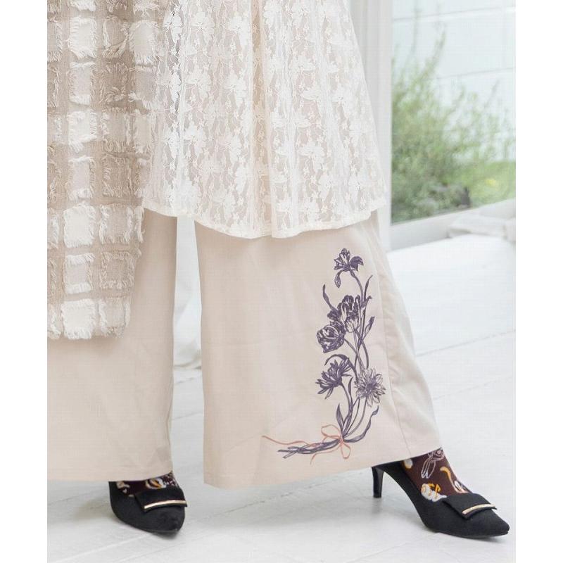 イズスカラー　 553230：レース×チェック柄 異素材切替パンツ 553230：レース×チェック柄 異素材切替パンツの通販-ScoLar