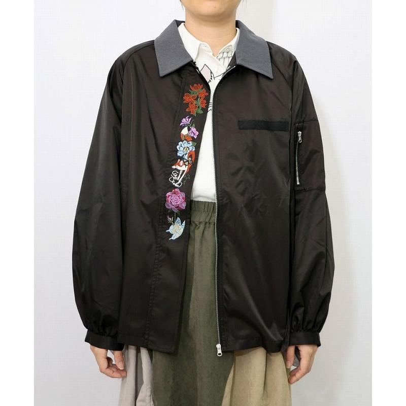 イズスカラーisscolar 553235：キツネと花刺繍 チュール重ねブルゾン 553235：キツネと花刺繍 チュール重ねブルゾンの通販-ScoLar