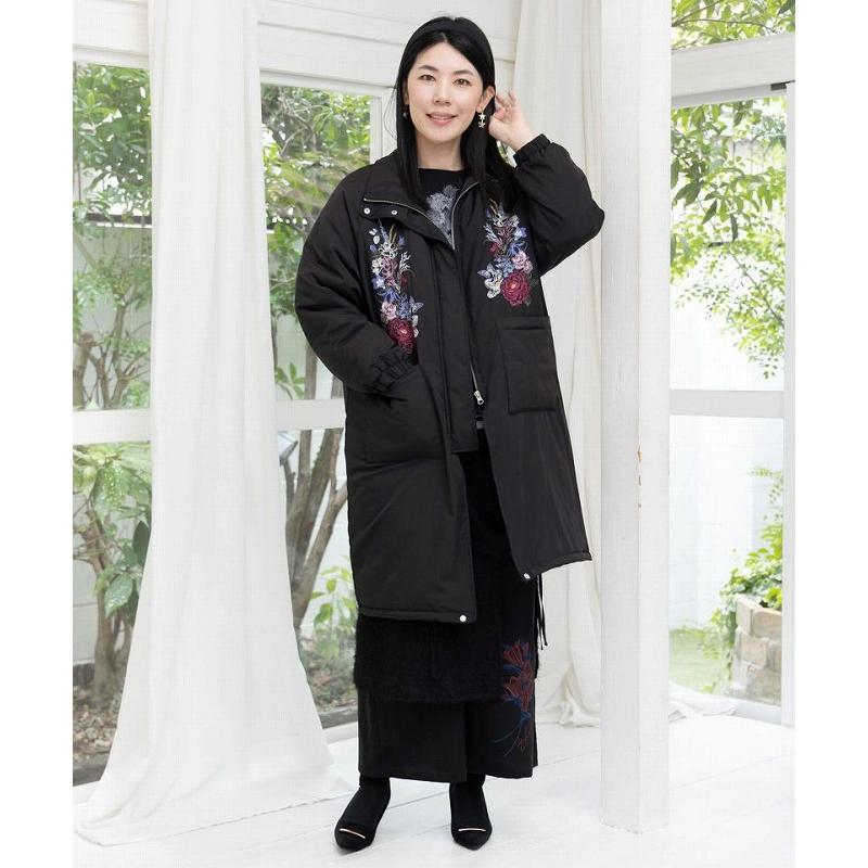 スカラー ScoLar オリジナルチュールブルゾン （ブラック） ScoLar（スカラー） ブルゾン アウター 花蝶刺繍チュール重ねロング