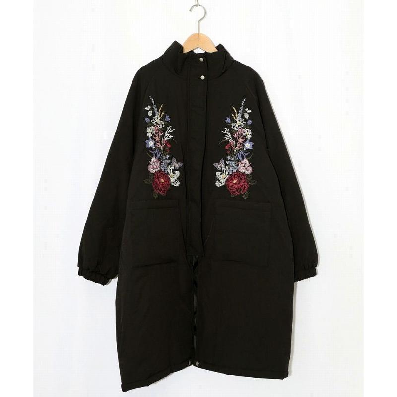 HideandSeek ビッグ刺繍 スナップボタン 比翼 ワークロングコート L iS ScoLar（イズスカラー） ブルゾン SALE is ScoLar イズ スカラー
