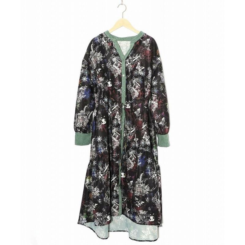 ワンピース SALE is ScoLar イズ スカラー 553271 星座・楽器・雪の結晶柄 布帛×コーデュロイワンピース シック フェミニン 原宿系 個性的 ポイント | iS ScoLar | 07