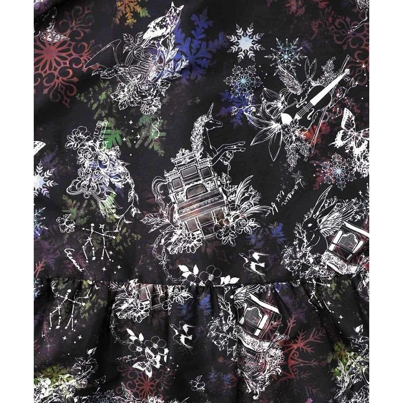 ワンピース SALE is ScoLar イズ スカラー 553271 星座・楽器・雪の結晶柄 布帛×コーデュロイワンピース シック フェミニン 原宿系 個性的 ポイント | iS ScoLar | 08